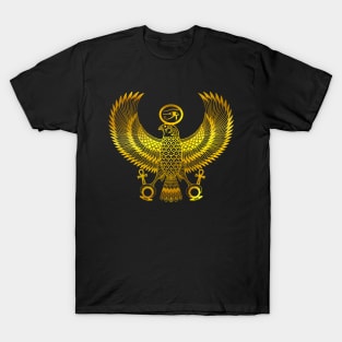 Golden Ancient Egyptian God Horus as Royal Falcon T-Shirt